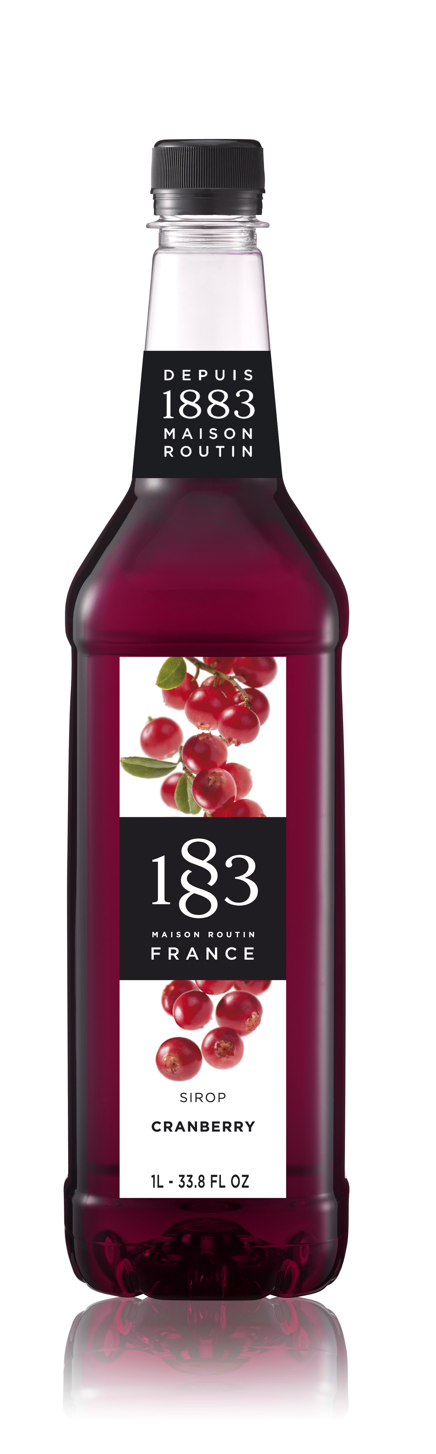 1883 Syrup Cranberry 1L PET Plastic Bottle