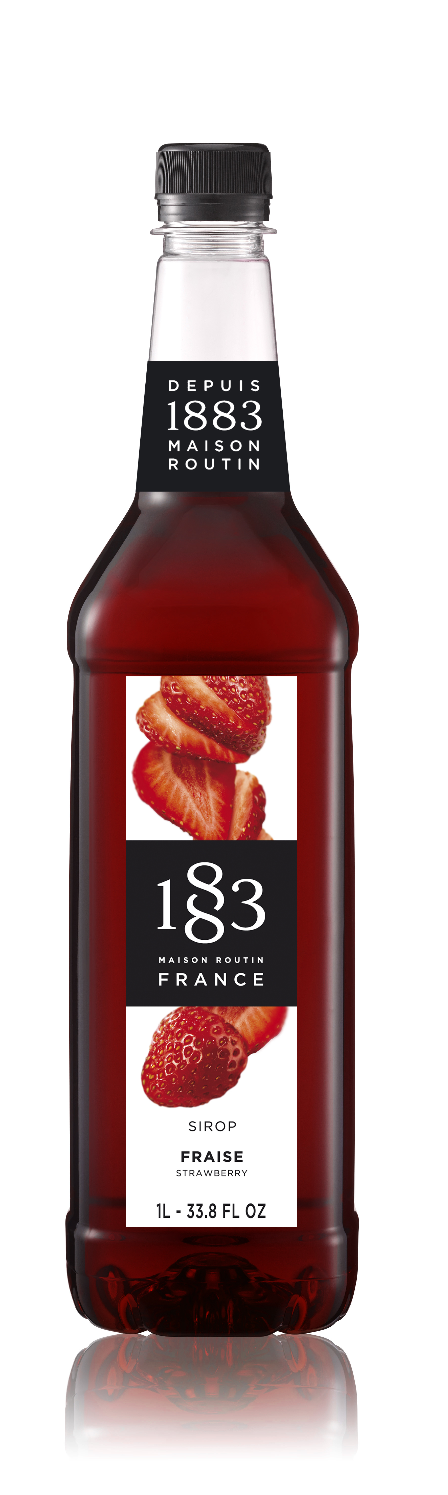 1883 Syrup Strawberry with added colour 1L PET Plastic Bottle